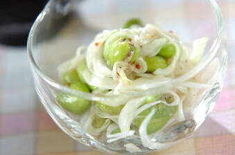 ソラ豆と新玉ネギのサラダ