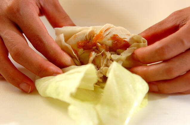 梅ささ身のキャベツ巻きの作り方の手順3