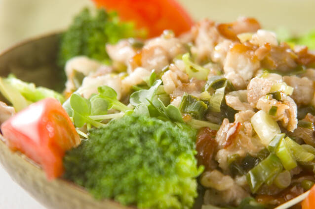 野菜のネギ豚ソース