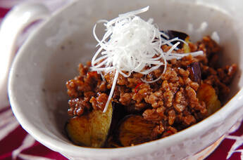 揚げナスのトロミ肉みそがけ