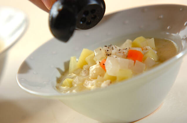 押し麦の豆乳スープの作り方の手順3