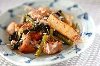 野沢菜と豆腐の炒め物