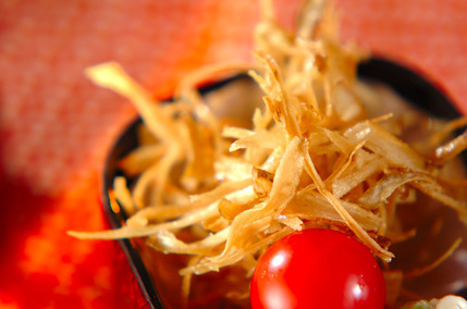 ゴボウのヒラパリ揚げ