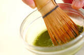 抹茶ミルクプリンの下準備1
