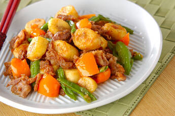 バナナとポークの炒め物