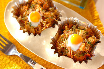 エノキとツナのカップ焼き