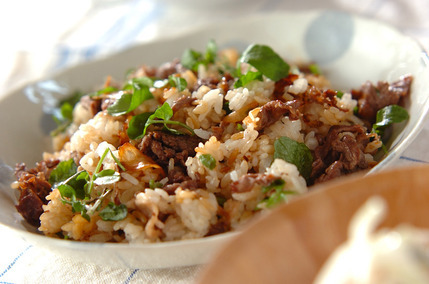 牛肉とクレソンのチャーハン