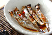 焼きシシャモの甘酢漬け