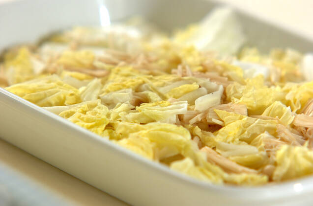 白菜のナメコ和えの作り方の手順4