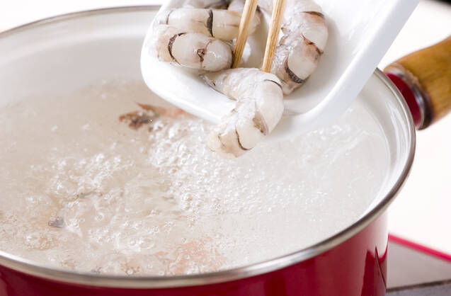 水菜とエビのマヨサラダの作り方の手順2