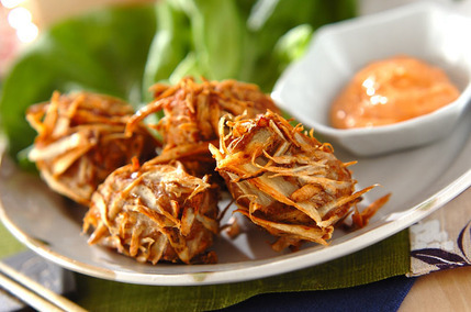 肉団子のゴボウ衣揚げ