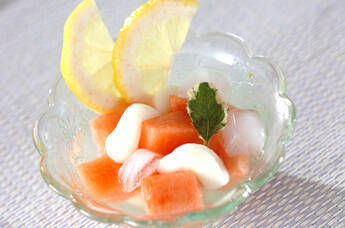 スイカと白玉のデザート