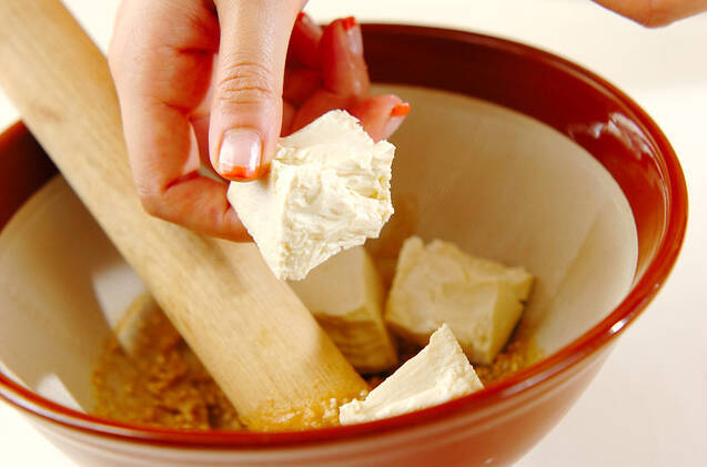 ゴーヤとウナギの白和えの作り方の手順4