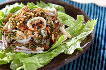 イカとキノコの薬味ダレ