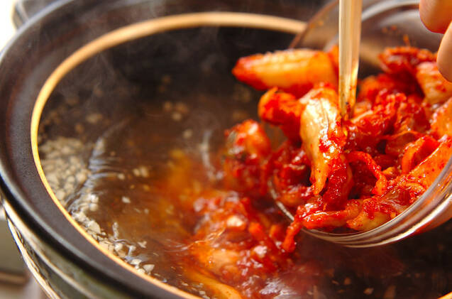 カキのキムチ鍋の作り方の手順11