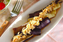 蒸しナスのネギダレがけ