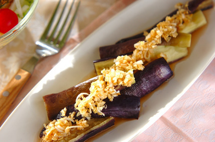 蒸しナスのネギダレがけ