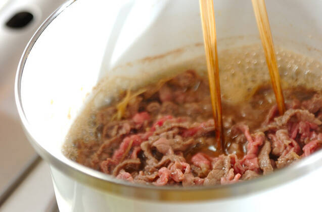 トマト入り牛佃煮丼の作り方の手順2