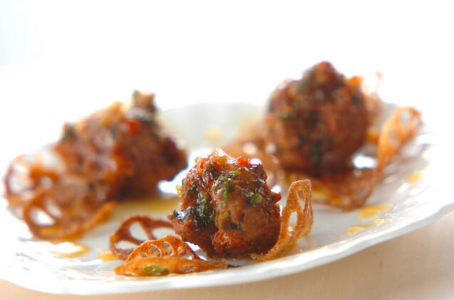 香菜入りエビ団子