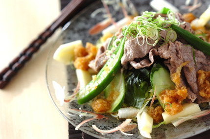 たっぷり夏野菜と牛肉の冷しゃぶしゃぶ