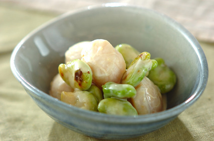 ぷりぷりホタテとそら豆のマヨネーズ和え