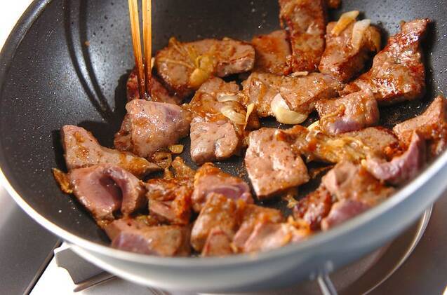 レバーのみそ炒めの作り方の手順8