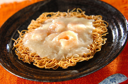 プリプリエビのあんかけ素麺