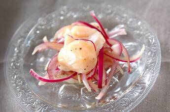 さっぱり！ホタテと紫玉ネギのシンプルマリネ