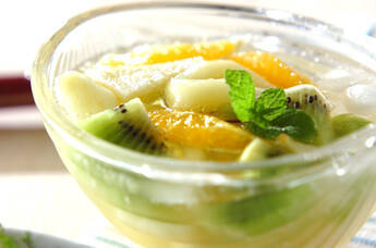 オレンジ白玉デザート