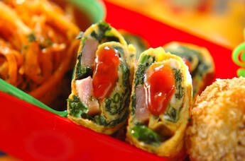 ホウレン草とウインナーの卵焼き