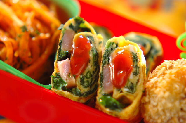 ホウレン草とウインナーの卵焼き