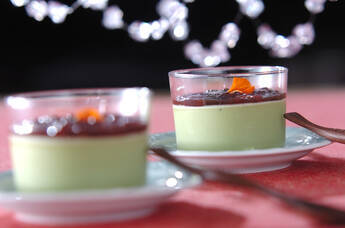 小豆がけ抹茶プリン