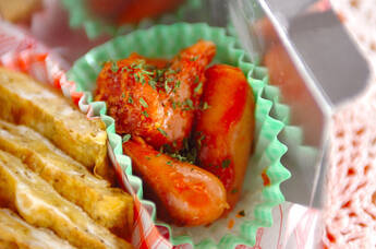 ソーセージの粒マスタード焼き