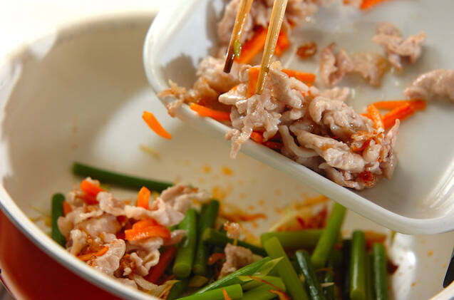 豚肉とニンニクの芽のピリ辛炒めの作り方の手順7