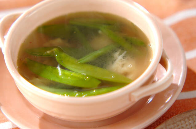 緑のお豆とホタテのスープ   