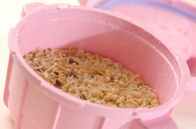 レンジ圧力鍋でキノコ麦ご飯のトロロがけの作り方の手順7