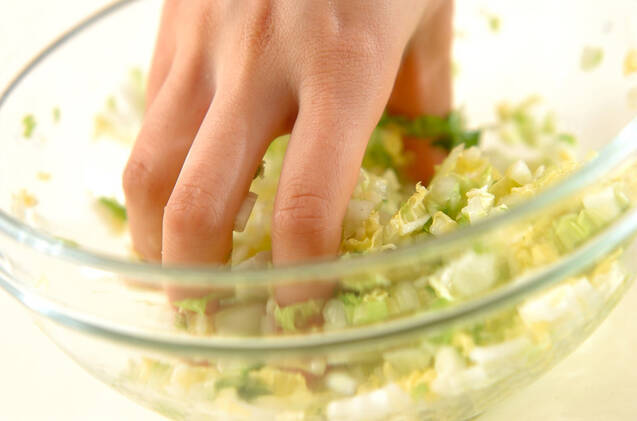 野沢菜入り焼き餃子の作り方の手順1