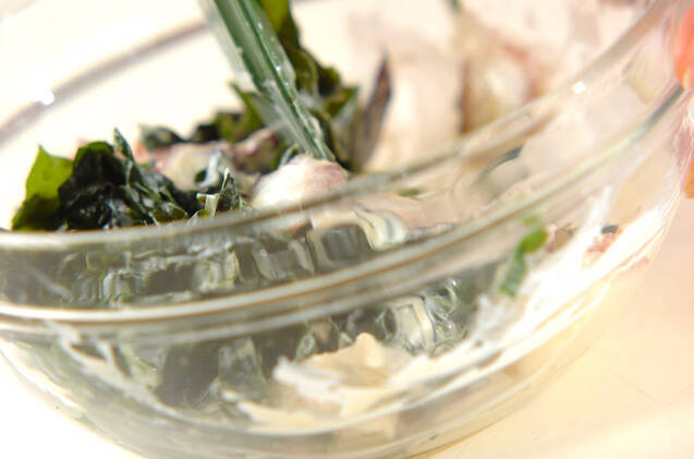 ワカメとタコのマヨポン和えの作り方の手順4