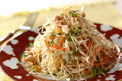 鶏肉ソテーとキャベツのソース和え