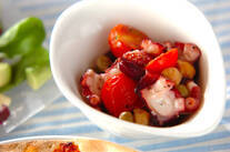 タコと豆のニンニク炒め