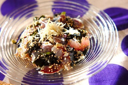 生ワカメとアジのナムル風