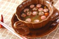 押し麦とソーセージのスープ