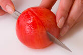 冷製デザートトマトの下準備1