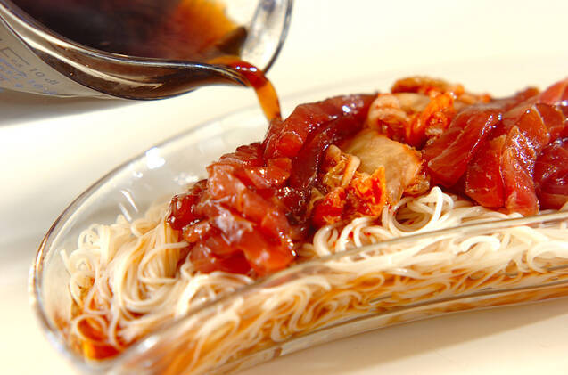 漬けマグロとキムチ素麺の作り方の手順5