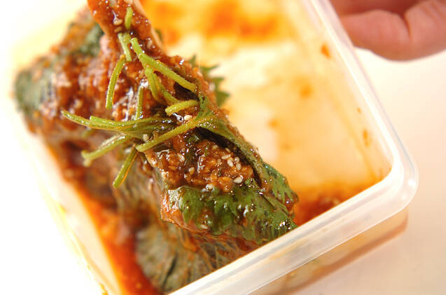 大葉の辛み漬けの作り方の手順3