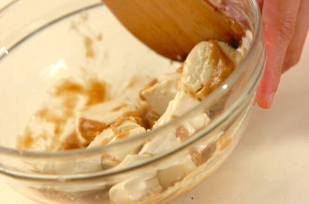 豆腐のゴマ酢和えの作り方の手順3