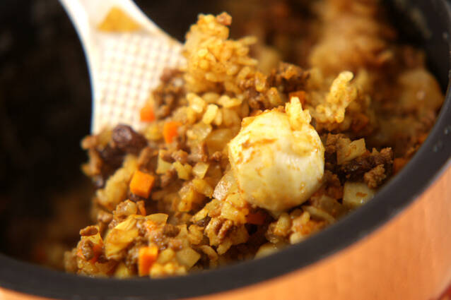 里芋のカレーピラフの作り方の手順4