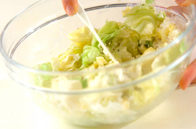 キャベツのクリームチーズ和えの作り方の手順4
