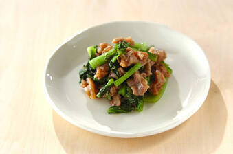 小松菜と豚の韓国風レンジ煮