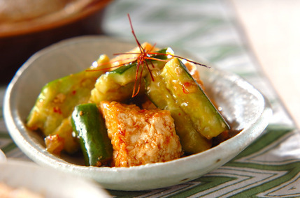 キュウリと厚揚げの和え物